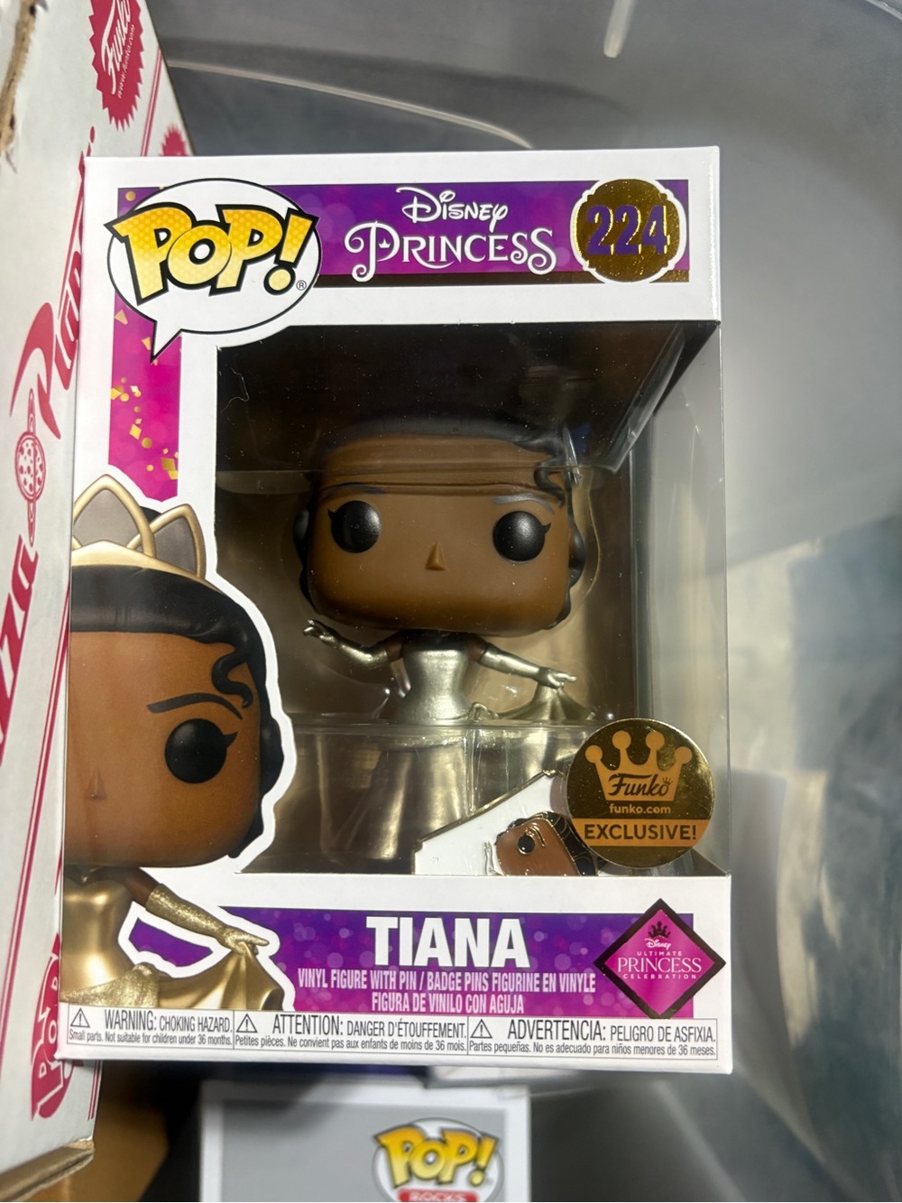 Funko Pop! Disney Princess Tiana #224 gold dress with exclusive pin